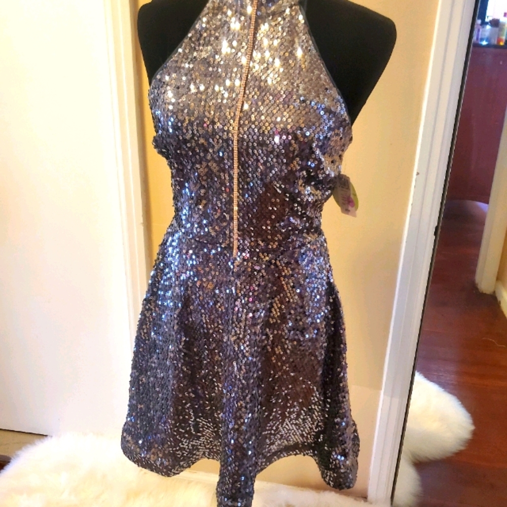 Pewter Sequin Dress